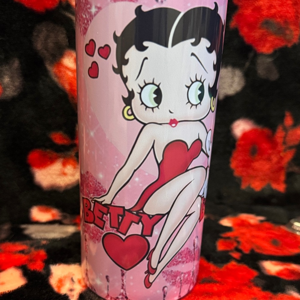 Betty Boop Sublimated Skinny Tumbler Pink - Picture 2 of 5